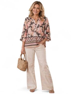 Cream Denmark Floral Boho Blouse SZ S/M